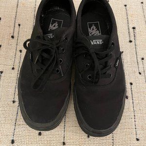 Barely worn Vans sneakers, solid black, lace up